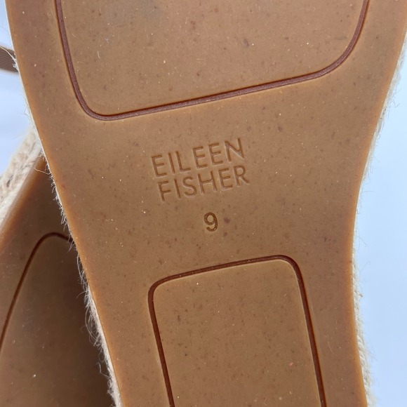 EILEEN FISHER Lala Espadrille Womens 9 Tan Tumbled Leather Ankle Strap D'orsay - Picture 9 of 11